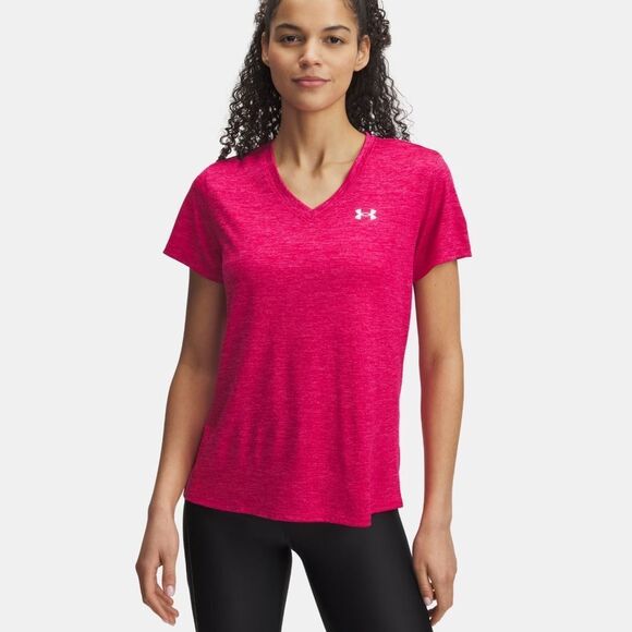 Under Armour Women's V-Neck Short Sleeve T-Shirt In Pink Size M - Picture 1 of 5